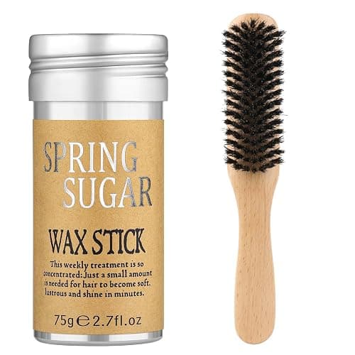 Slick Back Hair Brush & Hair Wax Stick Set for Slick Back – Boar Bristle Hair Brush for Sleek, Control, Flyaways & Baby Hairs – Slick Back Brush for Women, Dancer, Cheer - Image 1