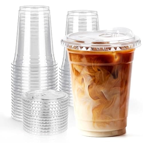 BISWYLBLJ 25 Pack 16oz Clear Plastic Cups with Sip Lids | Disposable Iced Coffee Cups,BPA Free,Food Safe Sturdy Cups for Iced Coffee,Smoothies Party Cold Drinks - Image 1