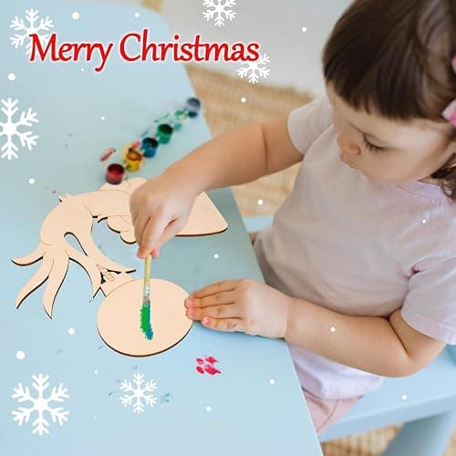 Monster Hand Holding Ornament Unfinished Wood Cutout, DIY Christmas Front Door Sign, Blank Wooden Wreath Cutout for Xmas Wall Door Decoration Craft Making thumbnail 6