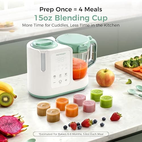 Momcozy AutoMeal Baby Food Maker – One-Step Auto Steam & Blend Food Processor, 15oz Large Cup & 6-Blade Design, Self-Cleaning, Auto 3-Stage Texture Settings for Effortless Homemade Baby Puree thumbnail 6