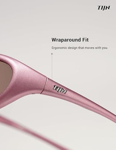 TIJN Sports Sunglasses for Men Women UV400 Wraparound Cycling Running Golf Motorcycle Glasses, Wide Fit Outdoor Shades, Vanta thumbnail 7