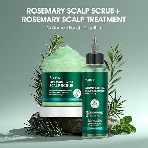 VOERUY Scalp Scrub, Rosemary Scalp Exfoliator Scrub Shampoo, 2-in-1 Scalp Treatment with Mint Oil, Hair Treatment to Clarify and Remove Build Up with Silicone Scalp Massager, 10.6oz/300g thumbnail 8