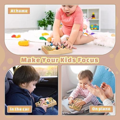 Joyreal Montessori Busy Board Wooden Sensory Toys for Toddler with LED Light Up Switch, Baby Fidget Board Travel Toys for 18+ Months, Boys Girls Birthday thumbnail 7