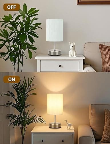 HSLighting Bedside Lamps, Touch Control Table Lamp 3-Way Dimmable Small Lamp with 3D Pleats Fabric Shade LED Minimalist Nightstand Warm White for Christmas Xmas Bedroom Living Room Gift Decor thumbnail 7