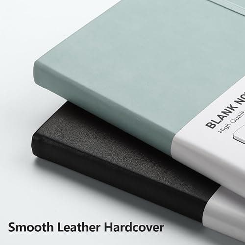 RETTACY Blank Journal Notebook, 192 Pages, A5 Medium Size (5.7'' x 8.3''), Leather Hardcover, 100 GSM Thick Paper, for Sketching, Drawing, Painting (Blue-gray) thumbnail 4