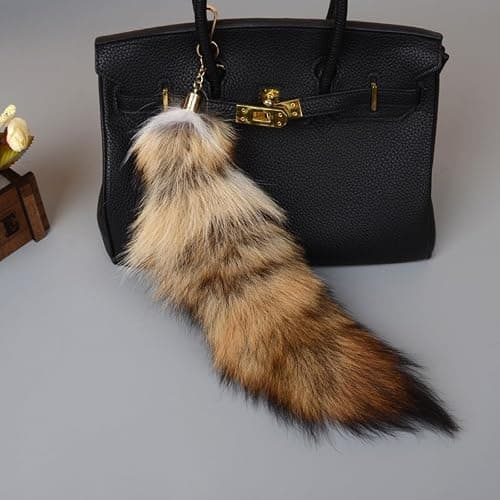 Therian Faux Fur Fox Tail Keychain - Furry Tassel Pendant for Women's Cosplay Accessories, Toys, Keyrings thumbnail 6