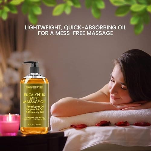MAJESTIC PURE Eucalyptus Mint Massage Oil - Invigorating, Refreshing, and Relaxing - Massage, Made with Natural Oils - for All Skin Types - Men and Women - 8 fl oz thumbnail 4