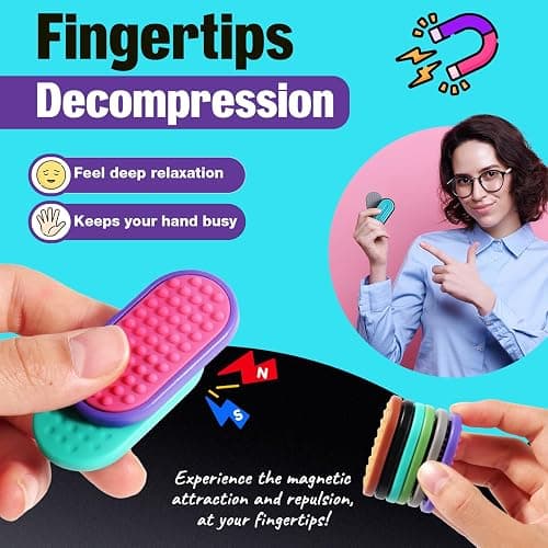 Magnetic Fidget Toys for Adults & Kids -Textured Sensory Toys for Autism Children Stress - Quiet Stress Fidgets Sliders for Classroom Prizes Box Office - Easter Gifts Kids Teens Girls - 6Pack thumbnail 3