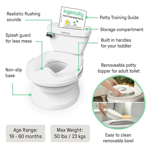 Ingenuity My Size Potty Pro 2-in-1 Potty Training Toilet, Floor Potty with Removable Potty Seat for Standard Toilets, Realistic Flushing Sound, For Toddlers Ages 18+ months, Up to 50 lb thumbnail 3