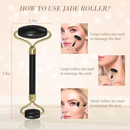 Gua Sha & Jade Roller Set for Face and Body, Facial Massage Tool, Polished Jade Self-Care Spa Gift thumbnail 4