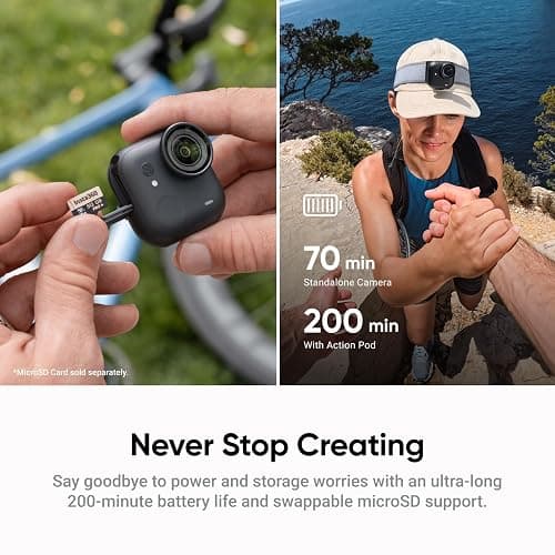 Insta360 GO Ultra Standard Bundle Midnight Black - Tiny Hands-Free 4K Cam, Lightweight & Portable, Low Light Excellence, Mount Anywhere, FlowState Stabilization, 200 Min Battery Life thumbnail 7