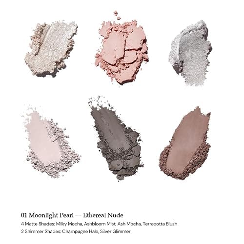 Flower Knows Shell's Jewel 6-Color Makeup Palette,Nude Pink Eyeshadow with 4 Matte + 2 Shimmer Shades,Blendable Smooth Cute Make Up,0.23 Oz(01 Moonlight Pearl) thumbnail 2