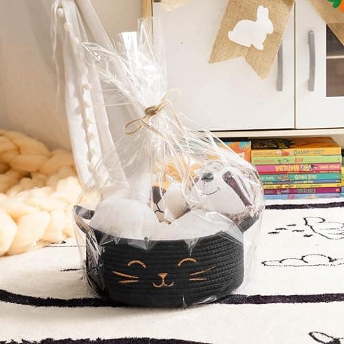 HiChen Small Storage Basket, Black Cute Pet Toy Storage for Cats, Dogs, Decorative Rope Bin for Organizing, Empty Gift Basket for Baby, Black, 9.8 x 4 inches thumbnail 6