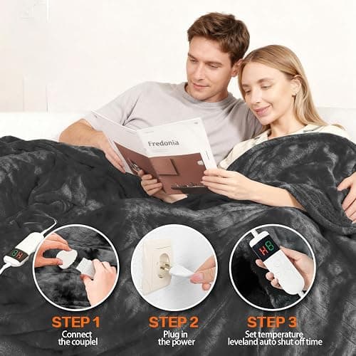 Cushious Electric Heated Blanket Throw 50''x60''Size Faux Fur Heating Blanket 10 Heating Settings, 1-8h Timer & Overheat Protection, Machine Washable, Soft Flannel and Sherpa Full Body Warmth thumbnail 6