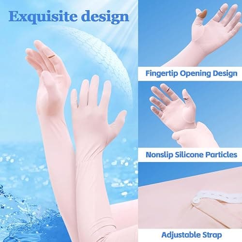 JXYT 2 Pairs Driving Long Gloves for Women, UV Sun Protection Sleeves Full Finger Gloves for Outdoor Sports Cycling thumbnail 4