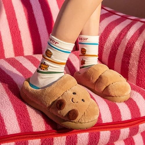 Layheld Croissant Fuzzy Slippers Women Open Back& Closed Back Cute House Shoes 1.4” Y2k Aesthetic Warm Non-Slip Indoor Fluffy Slippers thumbnail 2