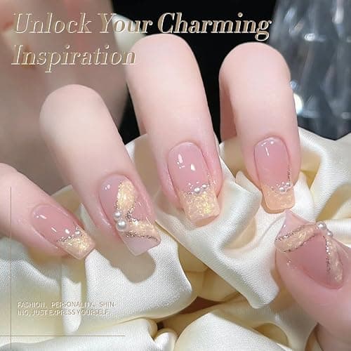 Born Pretty Vernis Gel Semi-Permanent Nacré, Vernis à ongles en Perle Spirale Rose Blanc Bleu Pearl Effet Sirène Brillant Vernis avec Fil UV LED Soak Off Nail Art, 7ML 6PCS - 7ml - Rose Blanc Bleu Perle 6pcs thumbnail 4