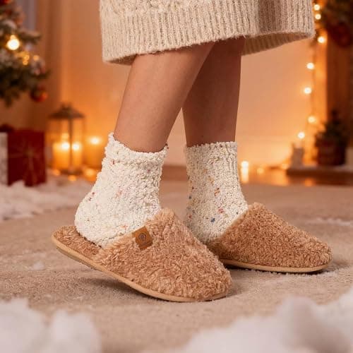 EverFoams Women's Fuzzy Slip-on Slippers Warm Cozy Soft Lightweight Memory Foam Indoor House Shoes thumbnail 3