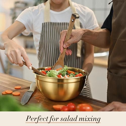 LemonRoad 8 Pcs Gold Kitchen Accessories Set Includes 1.5/2/2.8/3.6 Qt Gold Mixing Bowls with Airtight Lids, 1 Set Stainless Steel Measuring Cups, Grater Slicer with Handle, Egg Beater, Egg Separator thumbnail 5