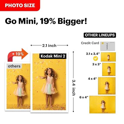 KODAK Mini Shot 2 Retro 2x3” Instant Digital Camera & Photo Printer, 38 Sheets, 2-in-1 Portable Print Camera, Bluetooth Smartphone Printer for iOS & Android, 4PASS Dye Sublimation, White thumbnail 5