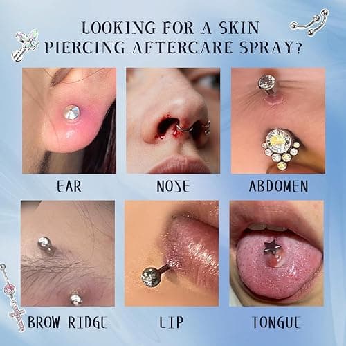 VANERIA 2Pack Piercing Aftercare Spray, 60ml, Piercings Treatment, Jewelry Maintenance Spray, Piercings Bumps, for Ears, Nose, Navel Piercings(2.03 fl.oz)（2 pcs） thumbnail 6