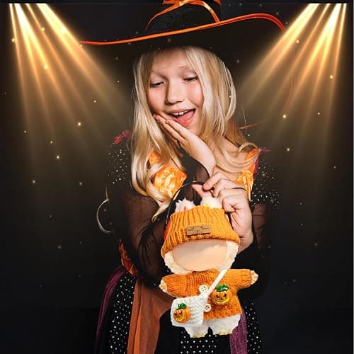Clothes for LABUBU Doll (NO Doll), 3-Piece Handcrafted Crochet Accessories for LABUBU 17cm Dolls, Premium Fashion Outfit for LABUBU Dress Up - Pumpkin Sweater + Hat + Bag thumbnail 4