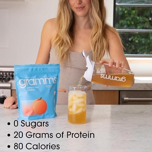 GRAMMS Clear Protein Powder Packets 20G Protein for Women & Men | Lactose Free, Grass-Fed Whey Isolate, Gluten Free, Zero Sugar, Gut Friendly, Non-Bloating (Peach Tea-18 Servings) thumbnail 2