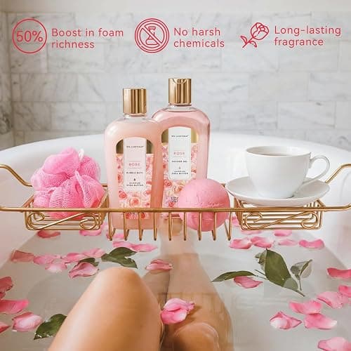 spa luxetique Gift Set For Women, Bath Sets for Women Gift, 8 Pcs Rose Spa Basket Includes Bubble Bath, Shower Gel, Body Lotion, Mom Birthday Gifts, Mother‘s Day Gifts for Her thumbnail 3