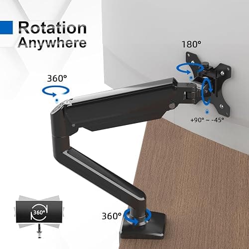 GRIFEMA GB2003-1, Support Ecran PC Moniteur de 13-32 Pouces, Bras Ecran PC VESA 75x75-100x100 MM, Rotation à 360°, Réglable en Hauteur, Charge Maximale de 9 KG, Noir thumbnail 3