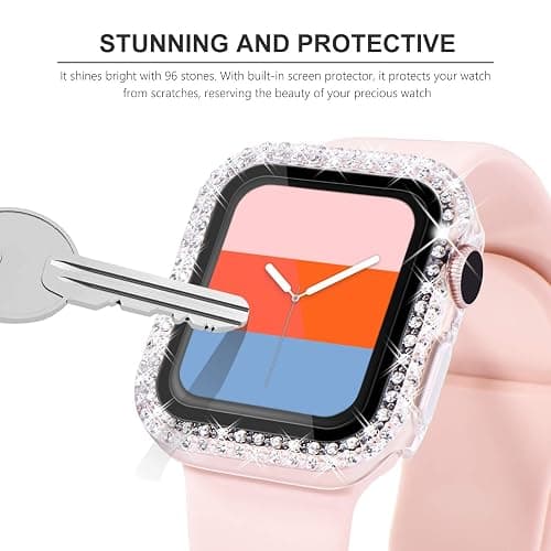 KADES Compatible for Bling Apple Watch Protective Case with Built-in Screen Protector for Apple Watch 41mm Series 9 Series 8 Series 7 (41mm, Clear) - Clear - 41mm (Series 9/8/7) thumbnail 3