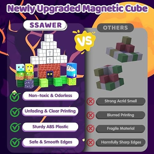 SSAWER 150 PCS Magnetic Building Blocks for Kids, Montessori Magnetic Toys, Build Zombie Island Set, STEM Toddler Sensory Building Blocks for Boys Girls 3 4 5 6 7 8 9 10th Birthday Gift thumbnail 4