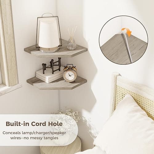 Realgulf Corner Shelves 4-Pack for Bathroom & Kitchen, Space-Saving Floating Corner Wall Shelf with Easy Installation- Grey thumbnail 3