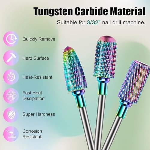Depvko 13PCS Nagelfräser Aufsätze Bits Set, 3/32" Professionelle Bits für Nagelfräser Nail Tech, Hartmetall Diamant Keramik Efile Nagel Bits mit Bürste, Nagelhautentferner Bits für Acryl Gel Maniküre thumbnail 4