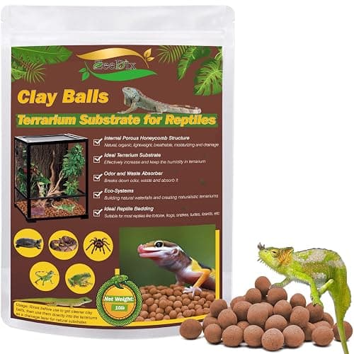 ZeeDix Reptile Substrate Leca Balls - 10LBS Organic Expanded Clay Pebbles, Bioactive Terrarium Bedding for Reptile Tank Habitat Accessories, Ideal for Bearded Dragon, Tortoise, Gecko, Snake & Frog - Image 1