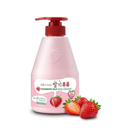 Kwailnara Strawberry Milk Body Wash – Korean Body Cleanser with Strawberry Extract for Hydrated, Smooth Skin, 560 g / 19.75 oz. - Image 1