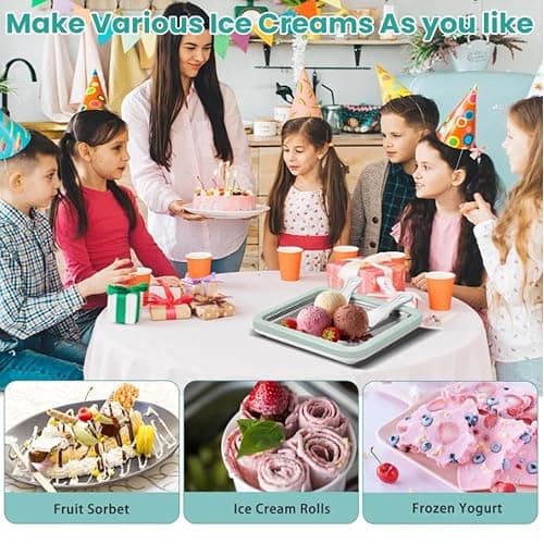 At-Home Rolled Ice Cream Maker Kit, Rolled Ice Cream Tray, Instant Freeze Plate with 2 Scrapers, DIY Stainless Steel Rolled Ice Cream Tray for Making Rolled Ice Cream, Yogurt & Sorbet (Pink) thumbnail 7