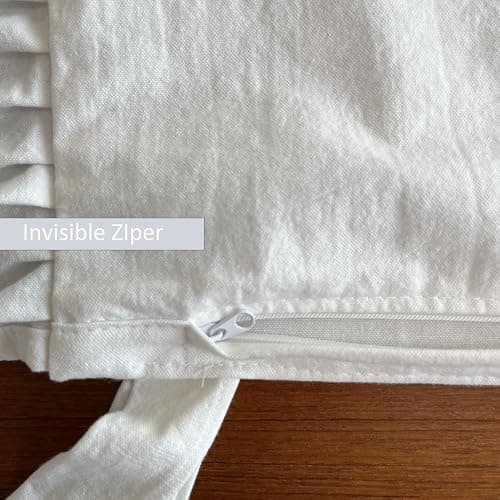 cozymomdeco Korean Made Chair Pad Slipcover 17.5'x17.5' Chair Cushion Cover Ties with Ruffle Farmhouse Decor Covers Only, Gift for Mom (Solid White) Stocking Stuffer thumbnail 8