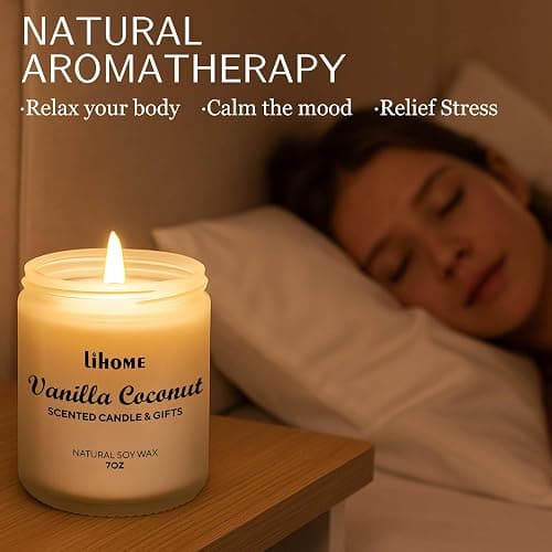 Candles Gifts for Women - Natural Soy Wax Candle for Home Scented Perfect for Christmas, Birthday, Mother's Day, Vanilla Coconut Candles thumbnail 5