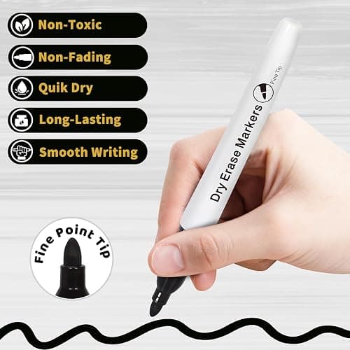 Duchong Dry Erase Markers, 30 Packs Black Fine Tip Whiteboard Markers for Kids Teachers, Dry Erase Pens Bulk for Classroom Home, Back to School Supplies thumbnail 3