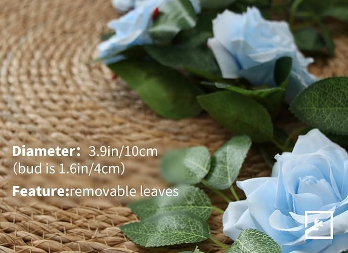 ZIFTY 5Pcs 32.5FT Blue Flower Garland Fake Flower Vines Faux Artificial Floral Garland Hanging Rose Ivy for Wedding Decortions Arch Garden Ceremony Background Outdoor Wall Decor thumbnail 4