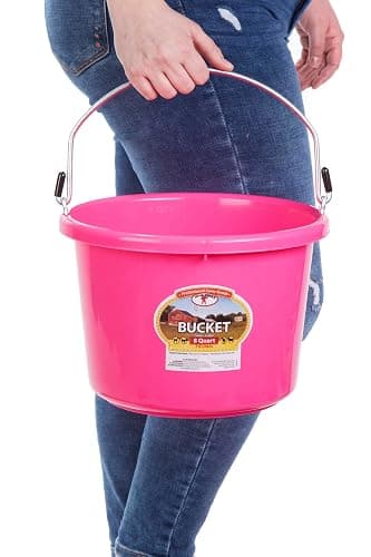 Little Giant® Plastic Animal Feed Bucket | Round Plastic Feed Bucket with Metal Handle | Made in USA | 8 Quarts | Hot Pink thumbnail 3