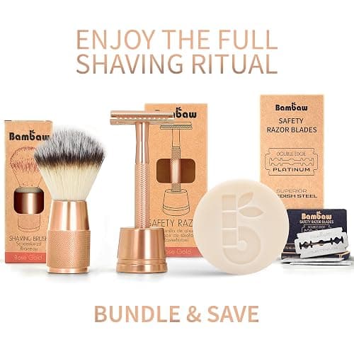 Bambaw Safety Razor for Women with 5 Double Edge Blades, Double Edge Razor, Single Blade Razors for Women and Men, Reusable & Plastic Free – Rose Gold thumbnail 6