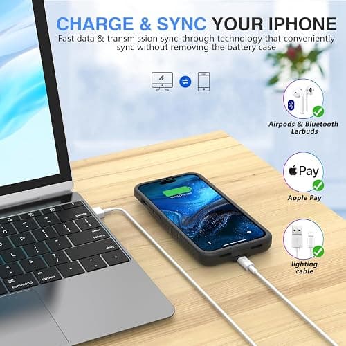 GIN FOXI Battery Case for iPhone 15 Pro Max/15 Plus, 15W Fast Charging Battery Charger Case Rechargeable Real 8000mAh Ultra-Slim Anti-Fall Protection Extended Charger for iPhone 15ProMax&15Plus(6.7") - for iPhone 15 pro max/plus - Black thumbnail 6
