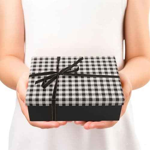 Luxury Gift Boxes,5 Pack Large Gift Boxes Gift Boxes Decorative Gift Boxes Christmas Gift Boxes Wedding Gift Boxes,9.8x7x3.3 With Plaid Lids & Ribbon, Decorative Christmas, Wedding & Birthday Gift Boxes thumbnail 3