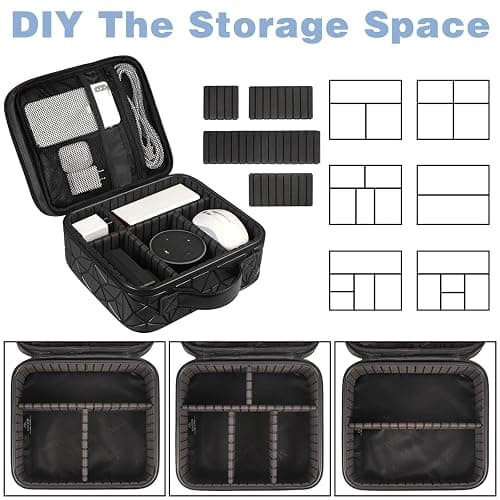 MATEIN Cable Organizer Bag, Waterproof Travel Electronic Storage, Shockproof Portable Double Layer Tech Bags Carrying Case for Cord, Earbuds, Charger, SD Card, DJ Gifts, Black thumbnail 4