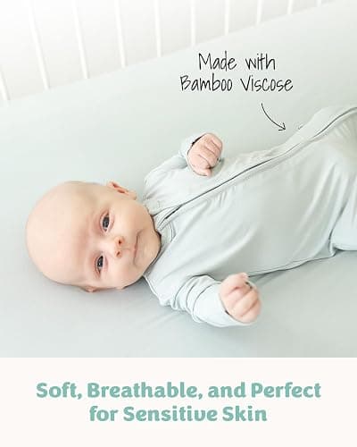 Caden Lane Zippered Baby Footie Pajamas, Soft Onesie Bodysuit with Feet & Double Zipper for Easy Diaper Change, Infant, and Toddler Footed One-Piece Jumpsuit, Lily Pad Green, 3-6 Months - 3-6 Months - Lily Pad thumbnail 4
