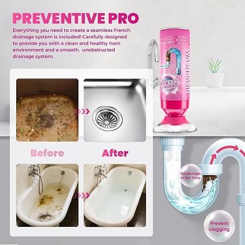 Foaming Drain Cleaner, Powerful Sink Drain Cleaner Foam That Clears Hair & Eliminates Odors, Fast Clog Removal, Safe Sink Cleaner and Deodorizer for Kitchen Sinks Bathroom Drains Tubs Showers (2Pcs) thumbnail 3
