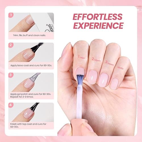 Beetles Milky Pink Gel Nail Polish, 15ml Nude Pink Jelly Neutral Gel Polish | Translucent Sheer Base Color Nail Concealer Soak Off UV LED Nail Lamp French Nail Art Gift for Women thumbnail 6