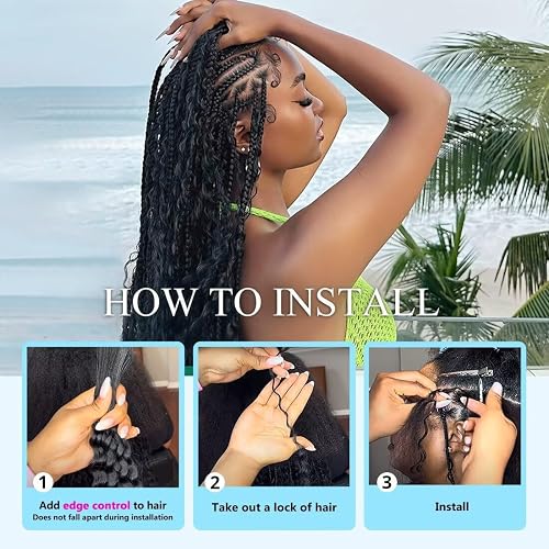 100g 3 bundles Human Braiding Hair for Boho Braids 24 Inch Curly Boho Hair for Braiding Knotless 12A Deep Wave Bulk Bohemian Natural Black thumbnail 2