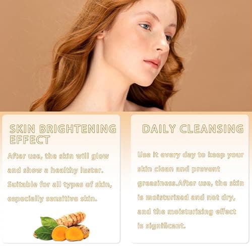 Turmeric Wash and Care Three Piece Set,Tuemeric Facial Cleanser & Turmeric Soap Bar & Turmeric Face Scrub Pads,Turmeric Cleansing Skincare Set for Face & Body, Deep Cleansing thumbnail 5